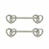 Deals 🥰 CZ Silvertone Heart Nipple Barbells - 14 Gauge 🌟 -Playboy Shop 03948833 a