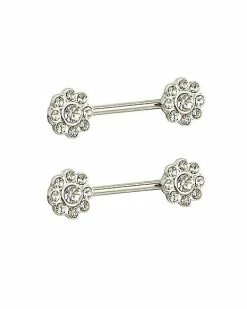 Promo ✔️ CZ Sunflower Nipple Barbells - 14 Gauge 👍 -Playboy Shop 03948841 b