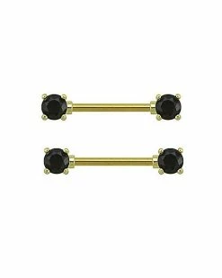Budget 🌟 CZ Black Titanium Nipple Barbells - 14 Gauge 👏