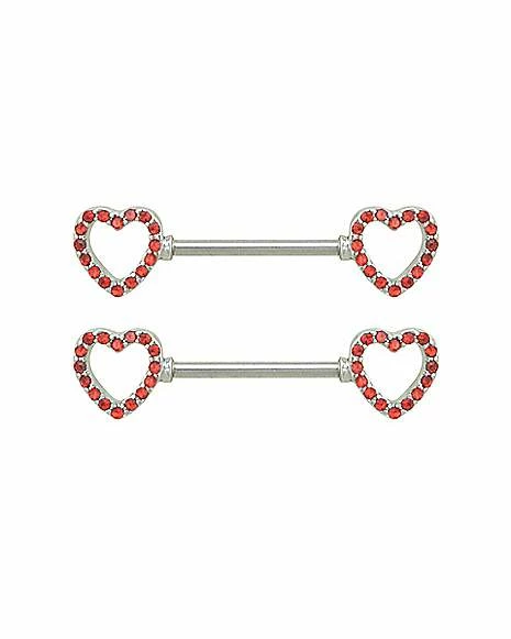 Buy π CZ Red Heart Titanium Nipple Barbells - 14 Gauge π 3 Buy π CZ Red Heart Titanium Nipple Barbells - 14 Gauge π