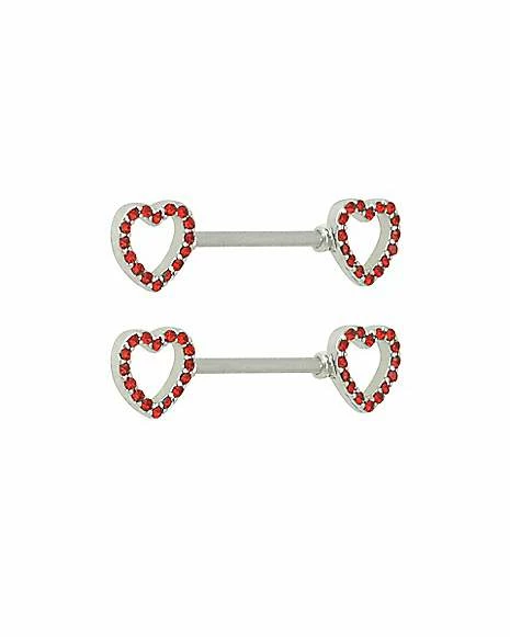 Buy π CZ Red Heart Titanium Nipple Barbells - 14 Gauge π 4 Buy π CZ Red Heart Titanium Nipple Barbells - 14 Gauge π - Image 2
