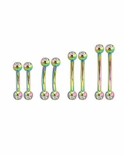 Cheap ✔️ Multi-Pack CZ Metallic Rainbow Curved Barbells 8 Pack - 16 Gauge 🔥