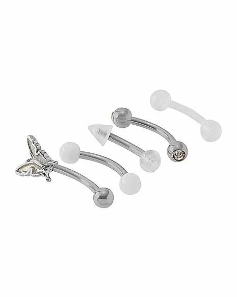 Hot Sale π Multi-Pack CZ White and Silver Butterfly Curved Barbells 5 Pack - 16 Gauge π 3 Hot Sale π Multi-Pack CZ White and Silver Butterfly Curved Barbells 5 Pack - 16 Gauge π