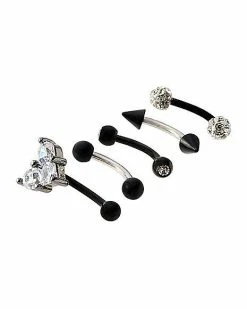 New β¨ Multi-Pack Pave CZ Heart Curved Barbells 5 Pack - 16 Gauge π
