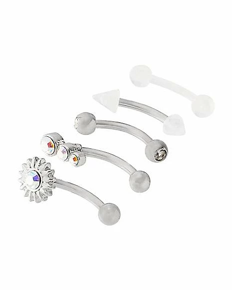 Outlet π Multi-Pack CZ Sun Curved Barbells 5 Pack - 16 Gauge π 3 Outlet π Multi-Pack CZ Sun Curved Barbells 5 Pack - 16 Gauge π