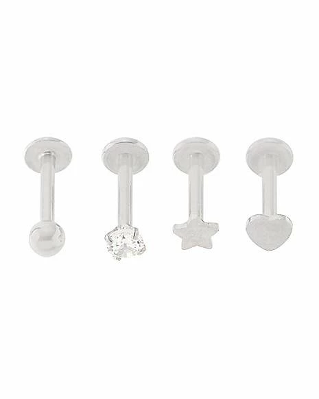 Best Sale π₯° Multi-Pack CZ Heart and Star Labret Lip Rings 4 Pack - 16 Gauge π₯ 3 Best Sale π₯° Multi-Pack CZ Heart and Star Labret Lip Rings 4 Pack - 16 Gauge π₯