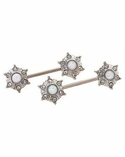 Top 10 🔔 CZ and Opal-Effect Star Nipple Barbells - 14 Gauge 🥰