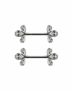 Hot Sale 😉 Triple Teardrop CZ Nipple Barbells - 14 Gauge 👏