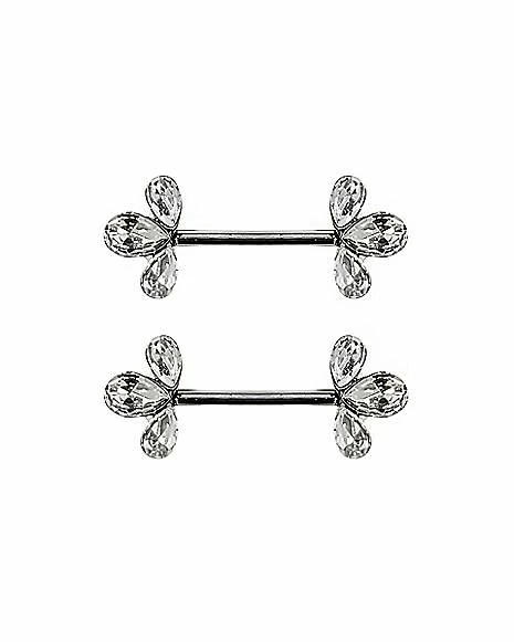 Hot Sale π Triple Teardrop CZ Nipple Barbells - 14 Gauge π 3 Hot Sale π Triple Teardrop CZ Nipple Barbells - 14 Gauge π