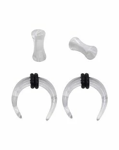 Discount 🎉 White Marble Pinchers and Plugs Set 🌟