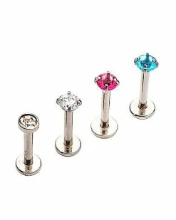 Brand new 👍 Multi-Pack CZ Assorted Labrets 4 Pack - 16 Gauge 🔥 -Playboy Shop 03950912 b