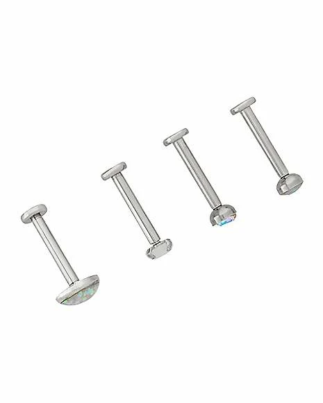 Wholesale π Multi-Pack CZ Mushroom Labrets 4 Pack - 16 Gauge π 4 Wholesale π Multi-Pack CZ Mushroom Labrets 4 Pack - 16 Gauge π - Image 2