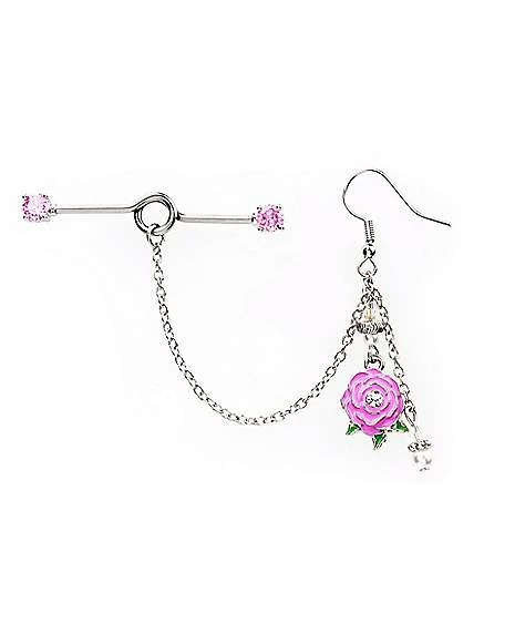 Best deal π₯° CZ Pink Industrial Barbell Chain Dangle Earrings - 14 Gauge β 3 Best deal π₯° CZ Pink Industrial Barbell Chain Dangle Earrings - 14 Gauge β