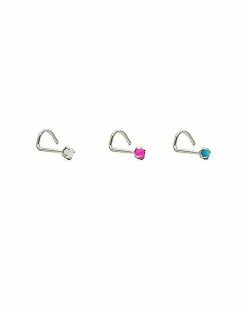 Brand new 🤩 Multi-Pack Opal-Effect Screw Nose Rings 3 Pack - 20 Gauge 🎉