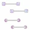 Best Sale 👍 Multi-Pack Purple Opal-Effect Nipple Barbells 2 Pairs - 14 Gauge 👏