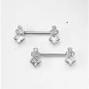 Promo 🔥 CZ Cluster Silvertone Titanium Nipple Barbells - 14 Gauge ❤️ -Playboy Shop 03951910 a