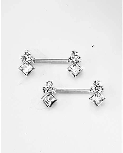 Promo π₯ CZ Cluster Silvertone Titanium Nipple Barbells - 14 Gauge β€οΈ 3 Promo π₯ CZ Cluster Silvertone Titanium Nipple Barbells - 14 Gauge β€οΈ