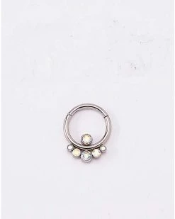 Best deal 🥰 CZ Aurora Borealis Titanium Clicker Septum Ring - 16 Gauge 🤩