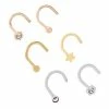 Hot Sale 🎁 Multi-Pack CZ Flower Screw Nose Rings 6 Pack - 20 Gauge ❤️ -Playboy Shop 03953114 a