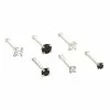 Outlet 😀 Multi-Pack Black Prong CZ Bone Nose Rings 6 Pack - 20 Gauge 🔥 -Playboy Shop 03953130 a