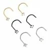 Flash Sale ✔️ Multi-Pack Prong CZ Titanium Screw Nose Rings 6 Pack - 22 Gauge 💯 -Playboy Shop 03953189 a 1
