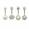 Best deal 🛒 Multi-Pack CZ and Pearl-Effect Butterfly Belly Rings 4 Pack - 14 Gauge 💯 -Playboy Shop 03953221 a