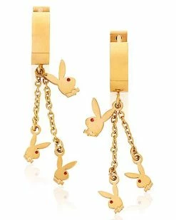 Best deal π Goldtone Triple Playboy Bunny Chain Dangle Huggie Hoop Earrings 𧨠5 Best deal π Goldtone Triple Playboy Bunny Chain Dangle Huggie Hoop Earrings 𧨠-Playboy Shop 03953650 b