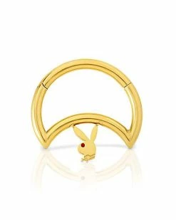 Promo 🛒 Gold Plated Playboy Bunny Moon Hinge Septum Ring 🧨