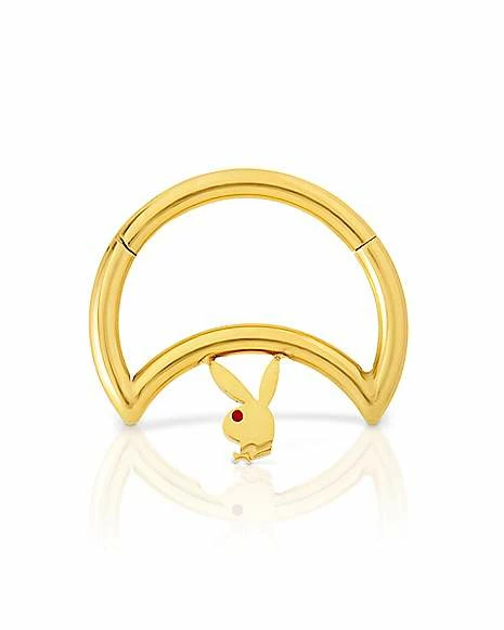 Promo π Gold Plated Playboy Bunny Moon Hinge Septum Ring 𧨠3 Promo π Gold Plated Playboy Bunny Moon Hinge Septum Ring π§¨