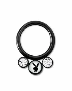 Budget 🔥 Round CZ Black Playboy Hinged Septum Ring - 16 Gauge 😍