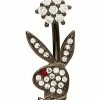 Best Pirce ⭐ CZ Flower Black Playboy Belly Ring - 14 Gauge 😍