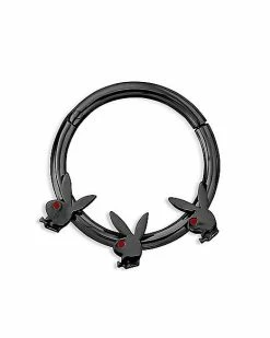 Budget ⌛ Black and Red Playboy Hinged Septum Ring - 16 Gauge 😉