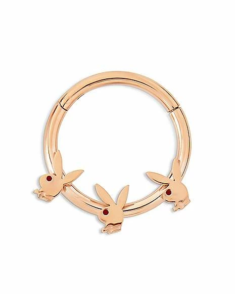 Discount π Rose Goldtone Playboy Bunny Hoop Septum Ring - 16 Gauge π 3 Discount π Rose Goldtone Playboy Bunny Hoop Septum Ring - 16 Gauge π
