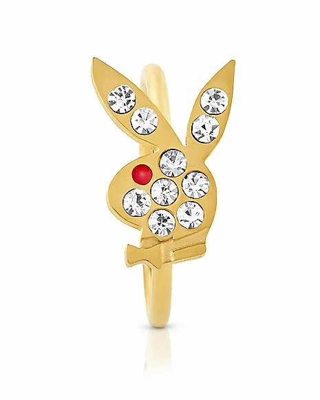 Discount βοΈ CZ Goldtone Playboy Bunny Hoop Nose Ring - 20 Gauge π 4 Discount βοΈ CZ Goldtone Playboy Bunny Hoop Nose Ring - 20 Gauge π - Image 2