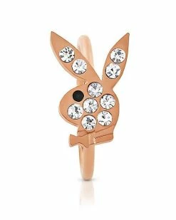 Promo 🔥 CZ Rose Goldtone Playboy Bunny Hoop Nose Ring - 20 Gauge 🔔 -Playboy Shop 03953841 b