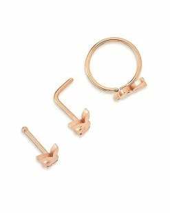 Deals 😀 Multi-Pack Rose Goldtone Playboy Bunny L-Bend Pin and Hoop Nose Rings 3 Pack - 20 Gauge 🧨 -Playboy Shop 03953882 b