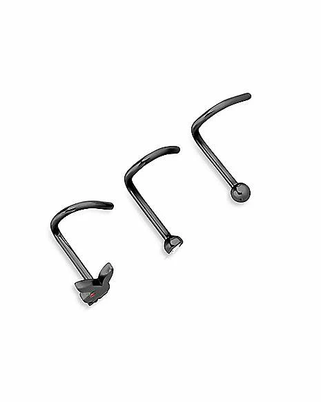 Best Pirce π Multi-Pack Black Playboy Bunny Screw Nose Rings 3 Pack - 20 Gauge β 4 Best Pirce π Multi-Pack Black Playboy Bunny Screw Nose Rings 3 Pack - 20 Gauge β - Image 2