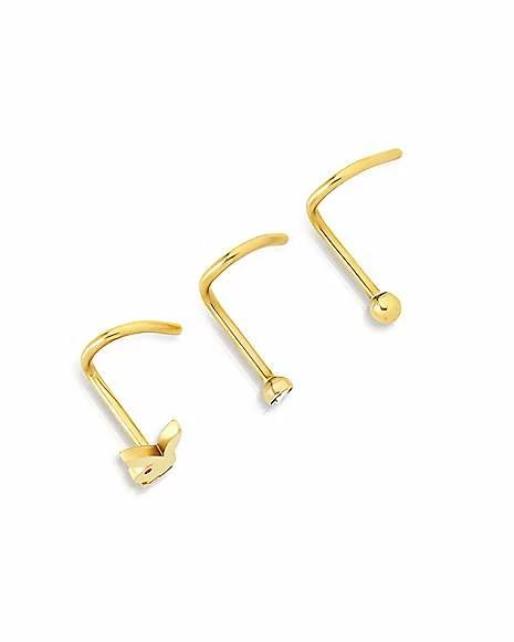 Top 10 π Multi-Pack CZ Goldtone Playboy Bunny Screw Nose Rings 3 Pack - 20 Gauge π 4 Top 10 π Multi-Pack CZ Goldtone Playboy Bunny Screw Nose Rings 3 Pack - 20 Gauge π - Image 2