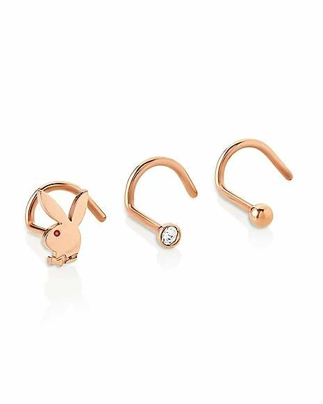 Best Pirce β Multi-Pack Rose Gold Playboy Bunny Screw Nose Rings 3 Pack - 20 Gauge 𧨠3 Best Pirce β Multi-Pack Rose Gold Playboy Bunny Screw Nose Rings 3 Pack - 20 Gauge π§¨