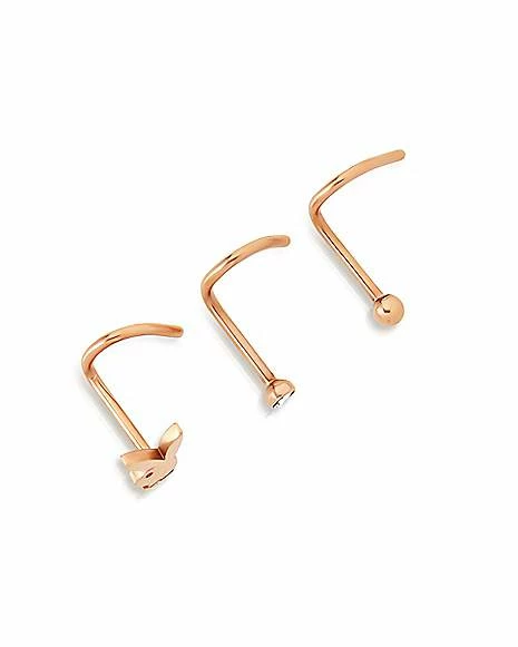 Best Pirce β Multi-Pack Rose Gold Playboy Bunny Screw Nose Rings 3 Pack - 20 Gauge 𧨠4 Best Pirce β Multi-Pack Rose Gold Playboy Bunny Screw Nose Rings 3 Pack - 20 Gauge 𧨠- Image 2