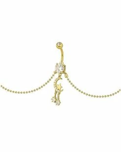 Cheap 🤩 CZ Goldtone Moon Star Chain Dangle Belly Ring - 14 Gauge 😉 -Playboy Shop 03955911 c