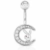 New ❤️ CZ Playboy Bunny Moon Dangle Belly Ring - 14 Gauge 🥰 -Playboy Shop 03957396 a