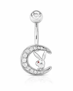 New ❤️ CZ Playboy Bunny Moon Dangle Belly Ring - 14 Gauge 🥰