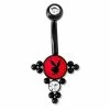 Promo 🛒 Playboy Bunny CZ Black and Red Dangle Belly Ring - 14 Gauge 🎁 -Playboy Shop 03957404 a