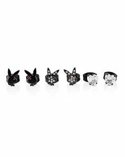 Cheapest ⭐ Multi-Pack Playboy Bunny Black CZ Stud Earrings 3 Pack - 20 Gauge 🧨
