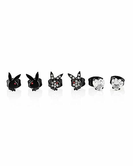 Cheapest β Multi-Pack Playboy Bunny Black CZ Stud Earrings 3 Pack - 20 Gauge 𧨠3 Cheapest β Multi-Pack Playboy Bunny Black CZ Stud Earrings 3 Pack - 20 Gauge π§¨