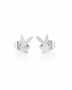 Discount 😀 Multi-Pack CZ Silverplated Playboy Bunny Heart Stud Earrings 3 Pack - 20 Gauge 🔔 -Playboy Shop 03957800 b