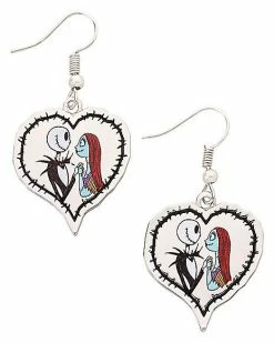 Top 10 🎉 Jack Skellington and Sally Heart Dangle Earrings - The Nightmare Before 🎅 Christmas ⌛