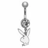 Discount ✔️ Glow in the Dark Round CZ Playboy Dangle Belly Ring - 14 Gauge 👍 -Playboy Shop 03969326 a