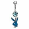 Flash Sale π Glow in the Dark Teal CZ Playboy Dangle Belly Ring - 14 Gauge β 2 Flash Sale π Glow in the Dark Teal CZ Playboy Dangle Belly Ring - 14 Gauge β -Playboy Shop 03969342 a